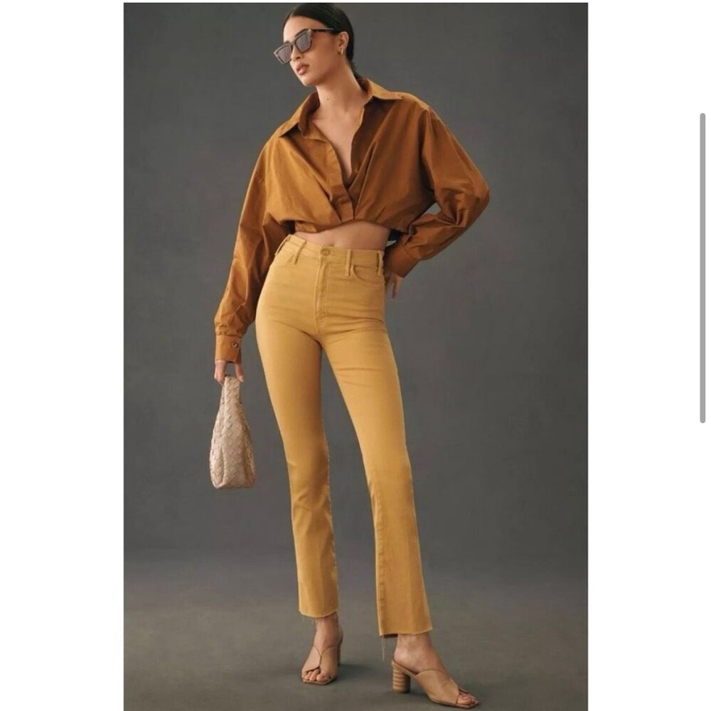 Mother Hustler ankle flare Fray Yellow Jeans - tinsel size 26